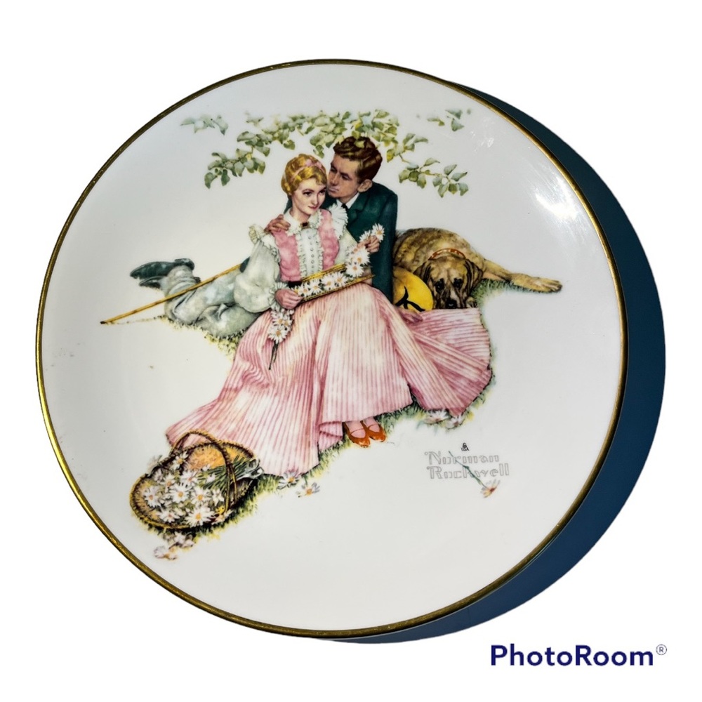 Norman Rockwell Plate Summer 1973 ”Flowers in Tender Bloom” Gorham China - Rare!